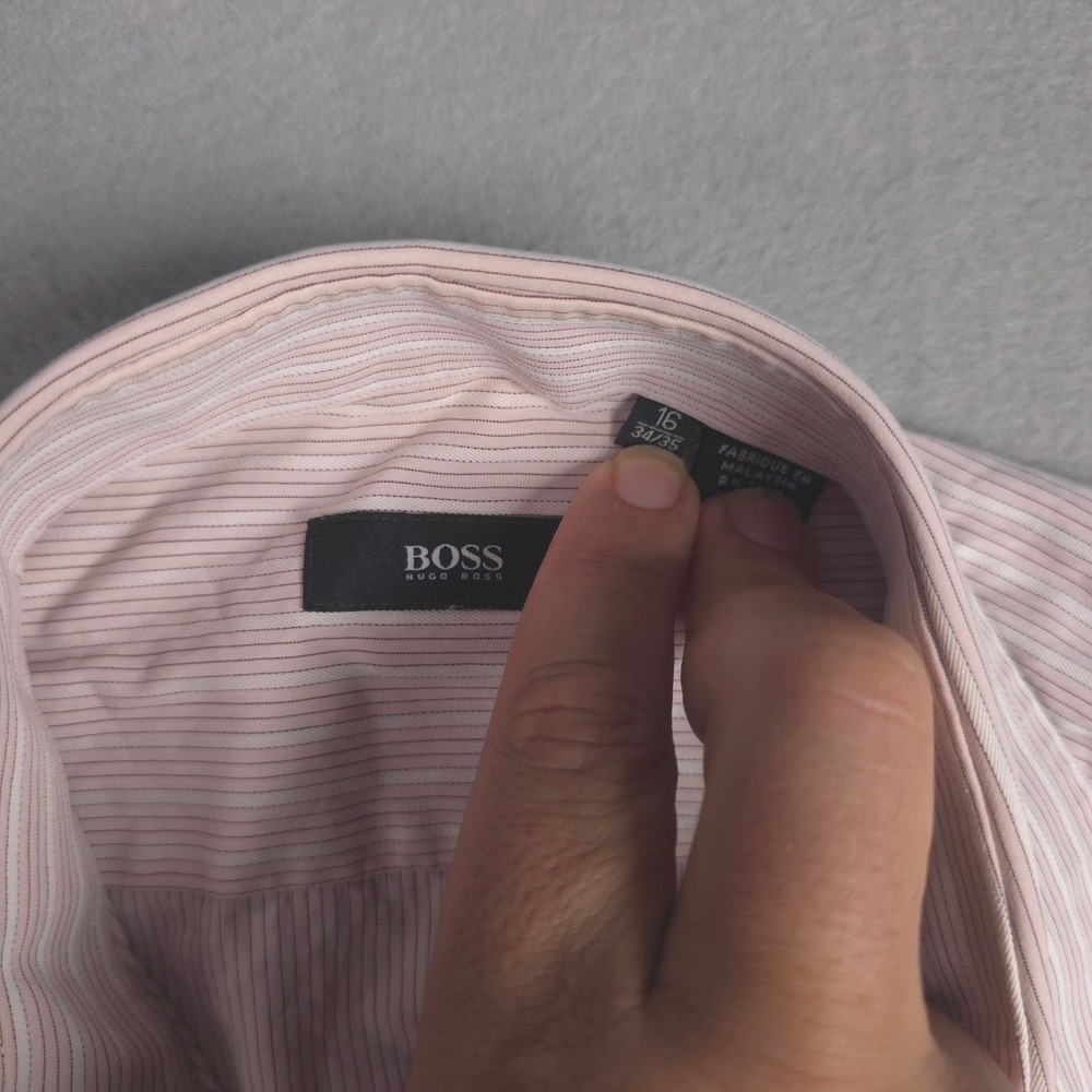 Hugo Boss Striped Dress Shirt Button Up‎ Long Sleeve Career Casual 16 34/35 - Picture 2 of 11